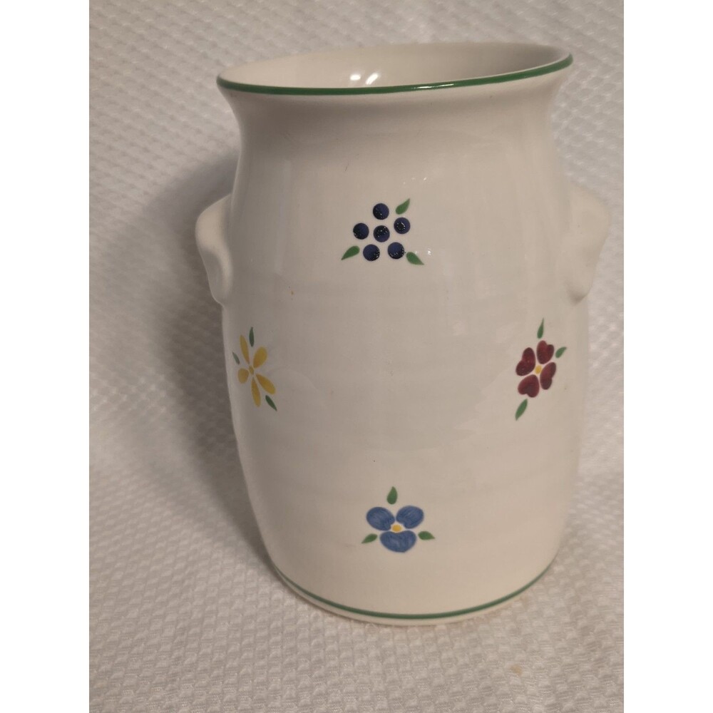 Vintage Pfaltzgraff Spectrum Garden Party Utensil Crock Ceramic Flower Canister